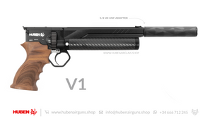Cal .22 (5.5mm) Huben Pistol GK1 (V1) black with walnut handle.