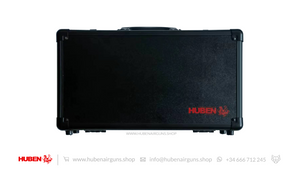 Black case with red Huben logo.
